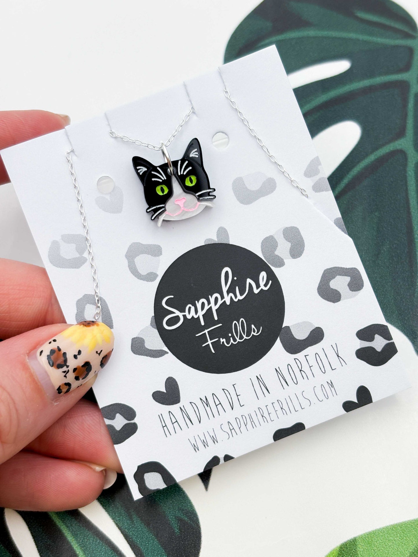 Small Tuxedo Cat Dangle Earrings or Necklace – Hypoallergenic Stainless Steel