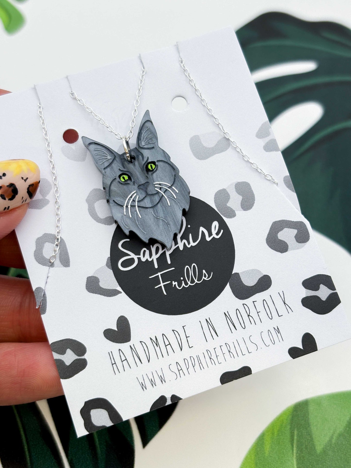 Large Maine Coon Cat Dangle Earrings or Necklace – Hypoallergenic Stainless Steel