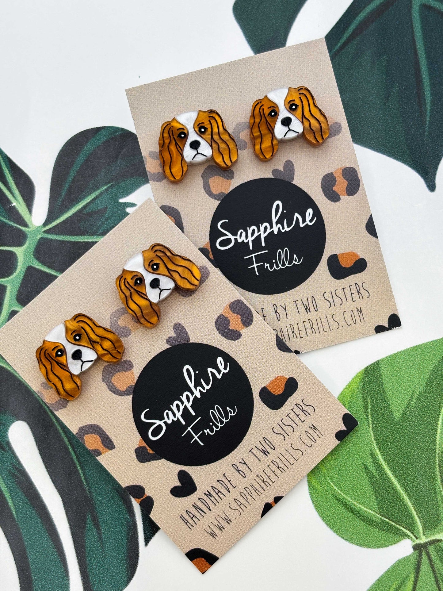 Small Cavalier King Charles Face Stud Earrings – Hypoallergenic Stainless Steel