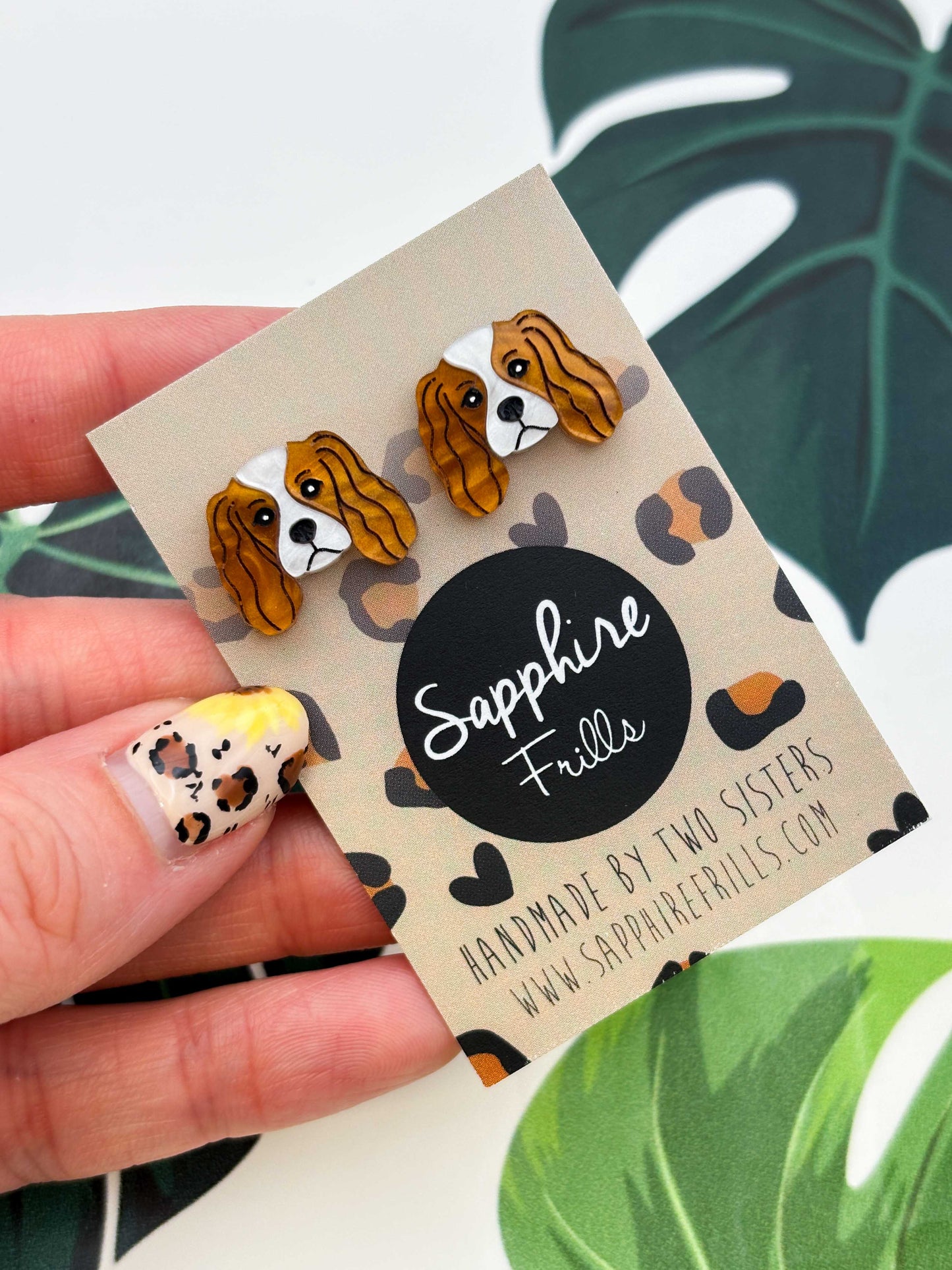Small Cavalier King Charles Face Stud Earrings – Hypoallergenic Stainless Steel