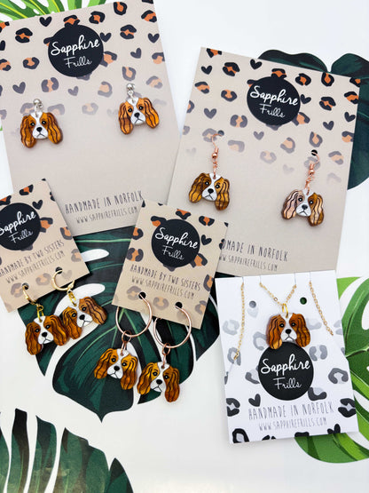 Medium Cavalier King Charles Dangle Earrings or Necklace – Hypoallergenic Stainless Steel