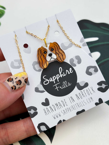 Medium Cavalier King Charles Dangle Earrings or Necklace – Hypoallergenic Stainless Steel