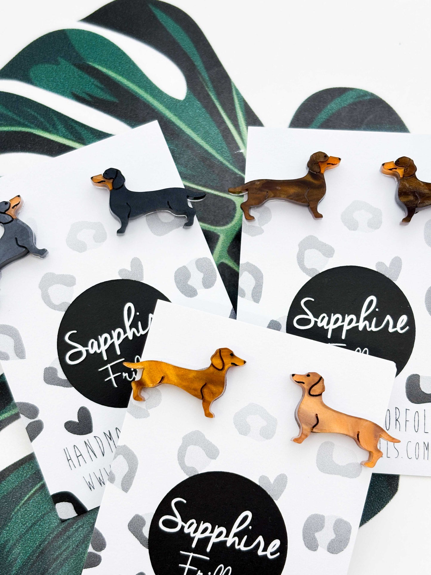 Small Dachshund Sausage Dog Acrylic Stud Earrings – Hypoallergenic Stainless Steel