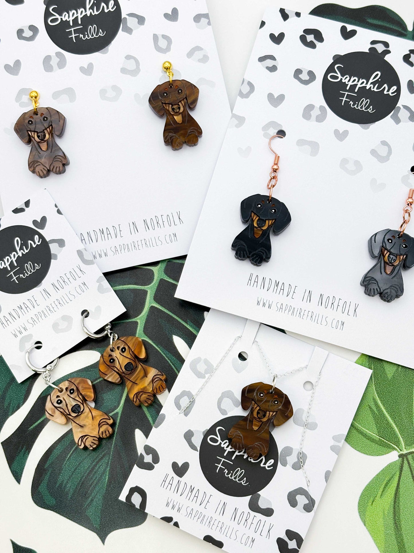 Large Dachshund Sausage Dog Dangle Earrings or Necklace – Hypoallergenic Stainless Steel