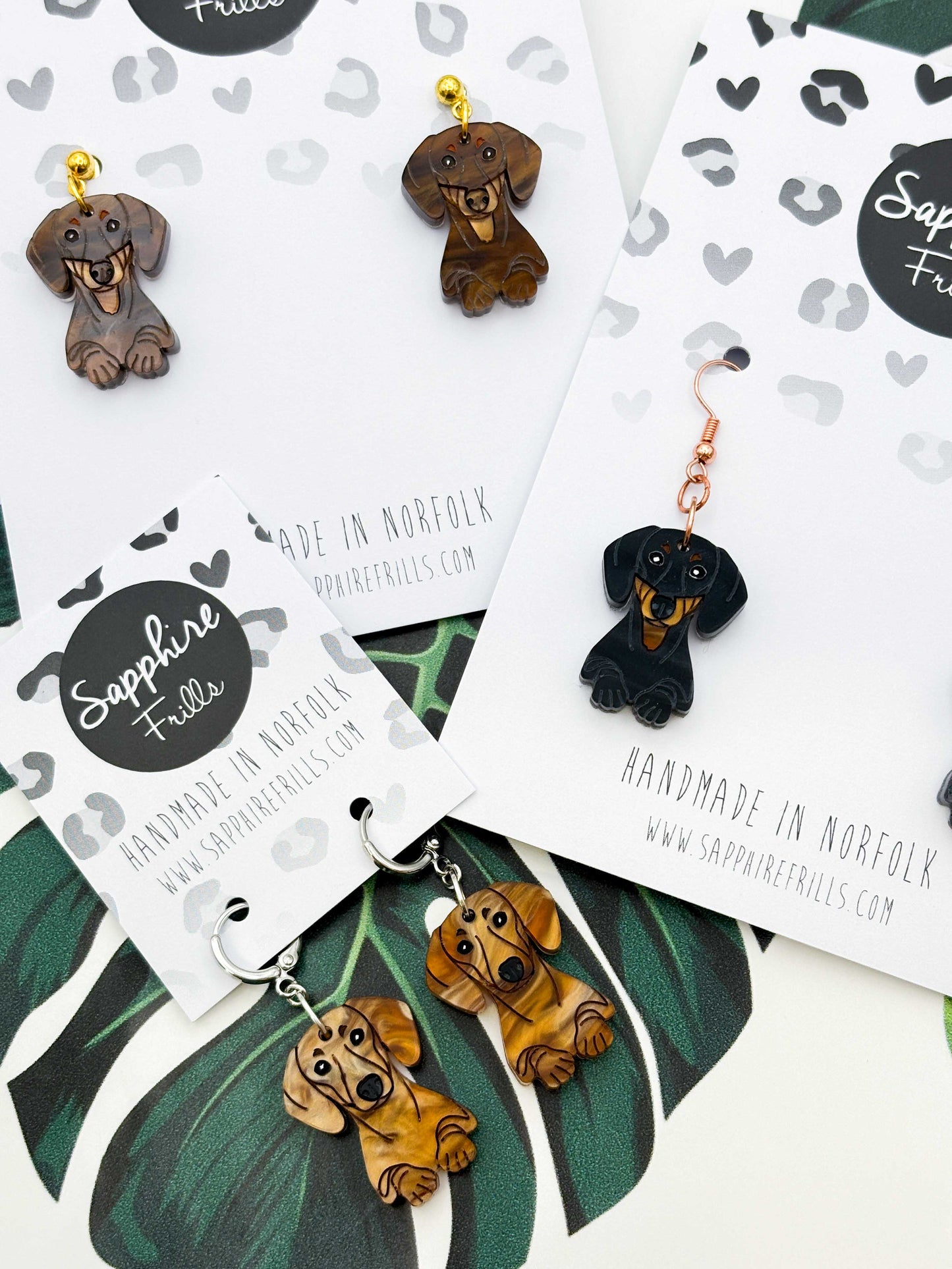 Large Dachshund Sausage Dog Dangle Earrings or Necklace – Hypoallergenic Stainless Steel