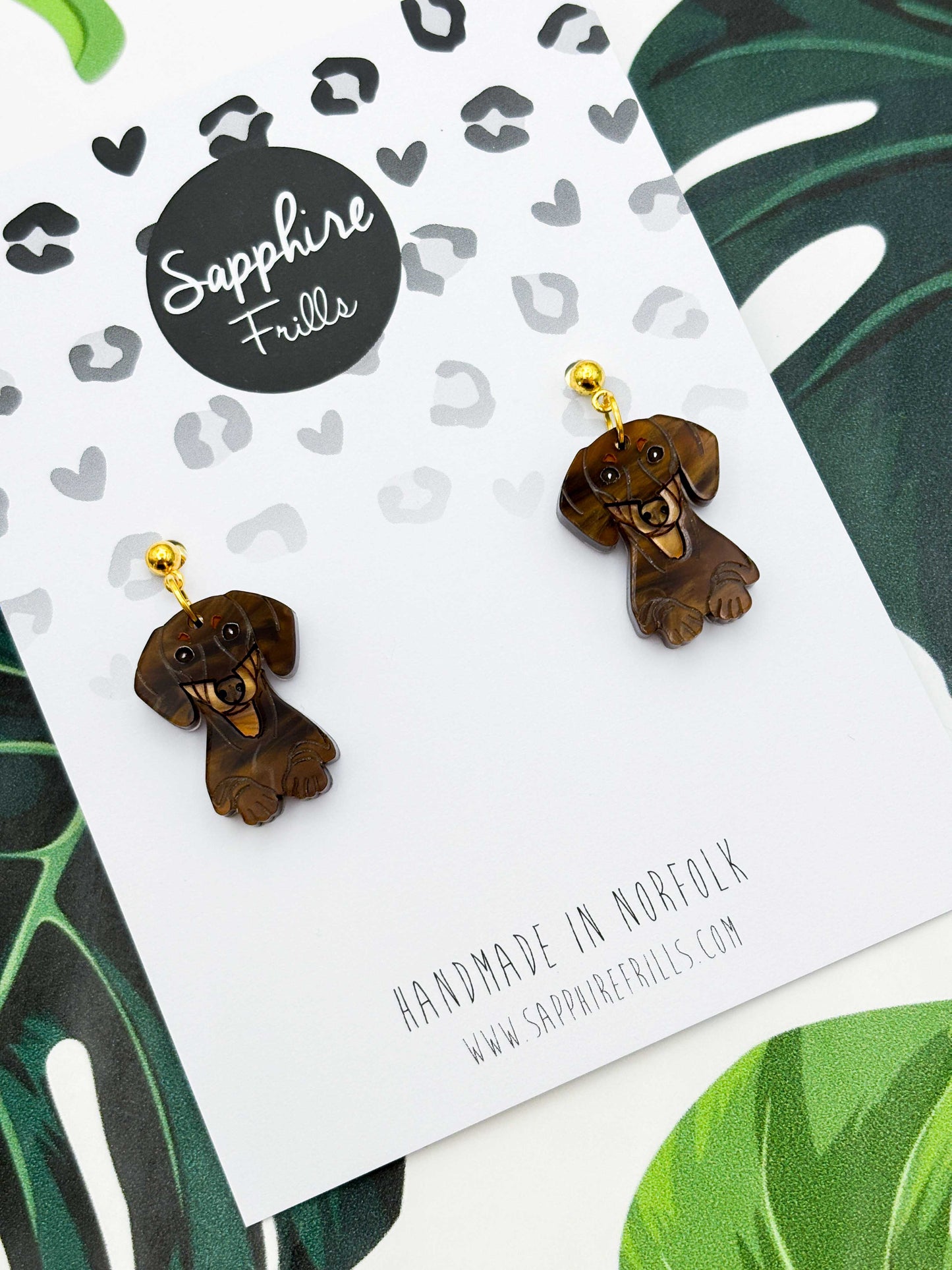 Large Dachshund Sausage Dog Dangle Earrings or Necklace – Hypoallergenic Stainless Steel
