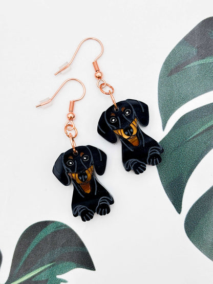 Large Dachshund Sausage Dog Dangle Earrings or Necklace – Hypoallergenic Stainless Steel
