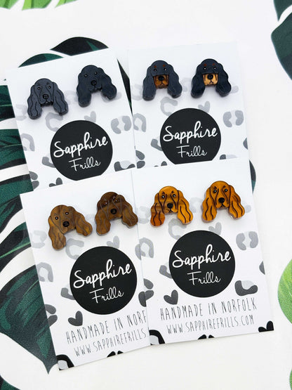 Small Cocker Spaniel Face Dangle Earrings – Hypoallergenic Stainless Steel