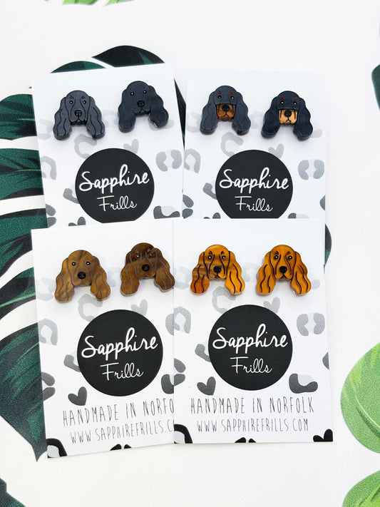 Small Cocker Spaniel Face Dangle Earrings – Hypoallergenic Stainless Steel