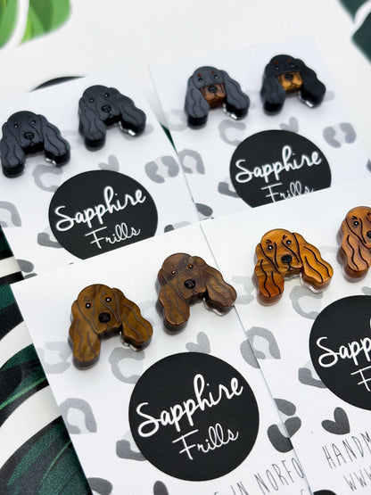 Small Cocker Spaniel Face Dangle Earrings – Hypoallergenic Stainless Steel