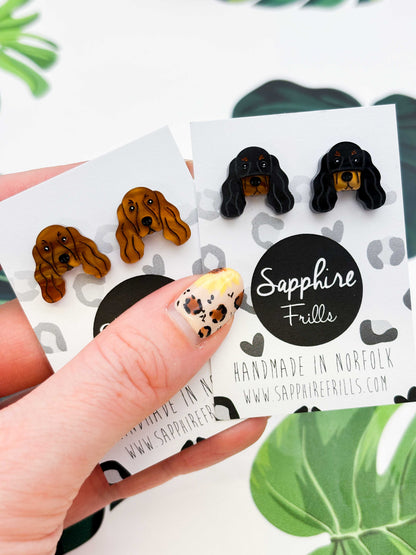 Small Cocker Spaniel Face Dangle Earrings – Hypoallergenic Stainless Steel