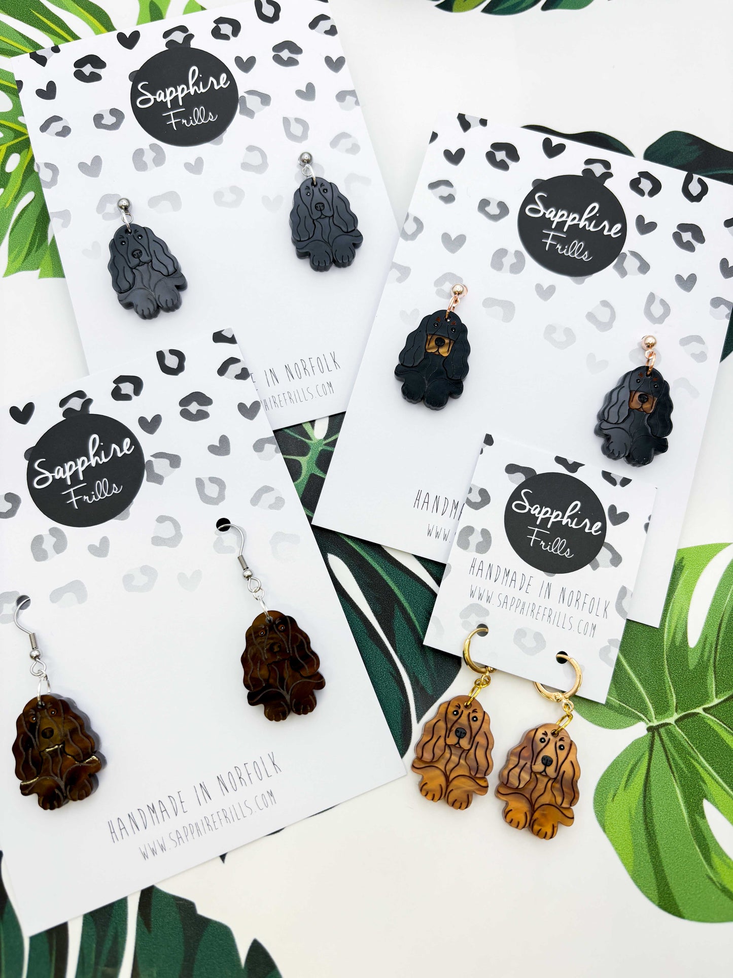 Large Cocker Spaniel Dangle Earrings or Necklace – Hypoallergenic Stainless Steel