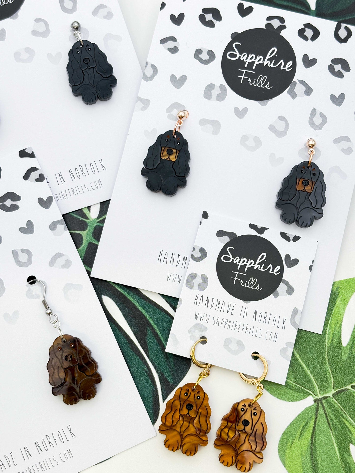 Large Cocker Spaniel Dangle Earrings or Necklace – Hypoallergenic Stainless Steel
