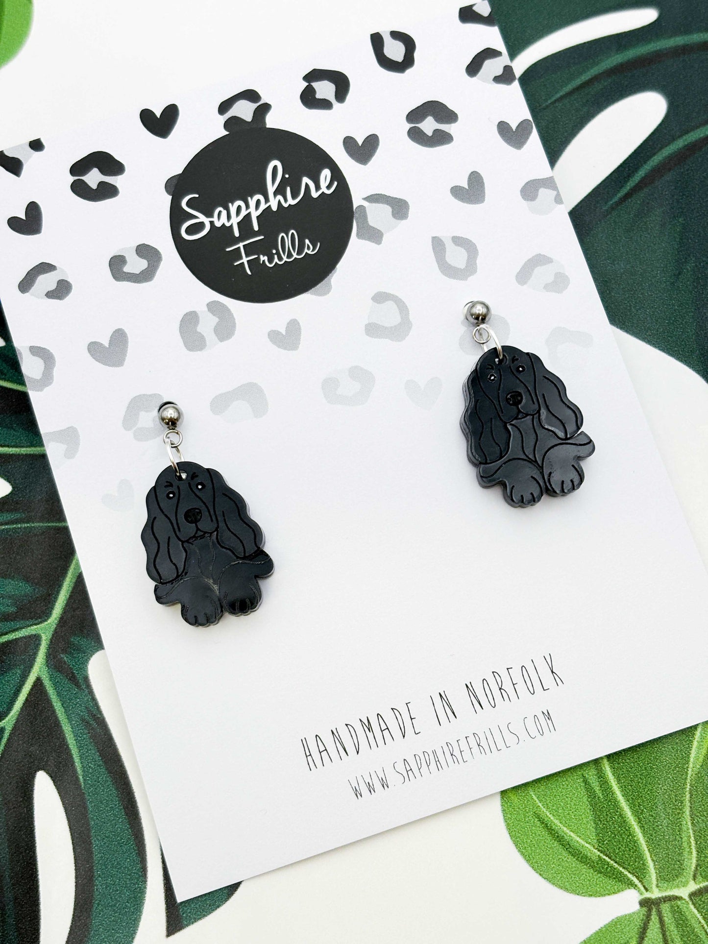 Large Cocker Spaniel Dangle Earrings or Necklace – Hypoallergenic Stainless Steel