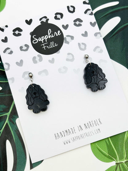 Large Cocker Spaniel Dangle Earrings or Necklace – Hypoallergenic Stainless Steel