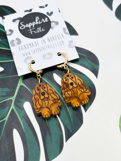 Large Cocker Spaniel Dangle Earrings or Necklace – Hypoallergenic Stainless Steel