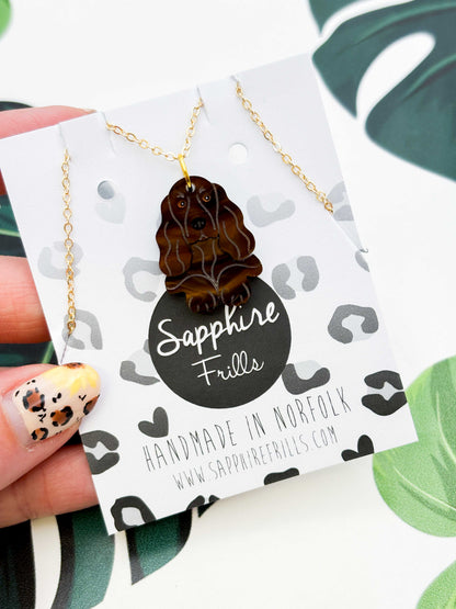 Large Cocker Spaniel Dangle Earrings or Necklace – Hypoallergenic Stainless Steel