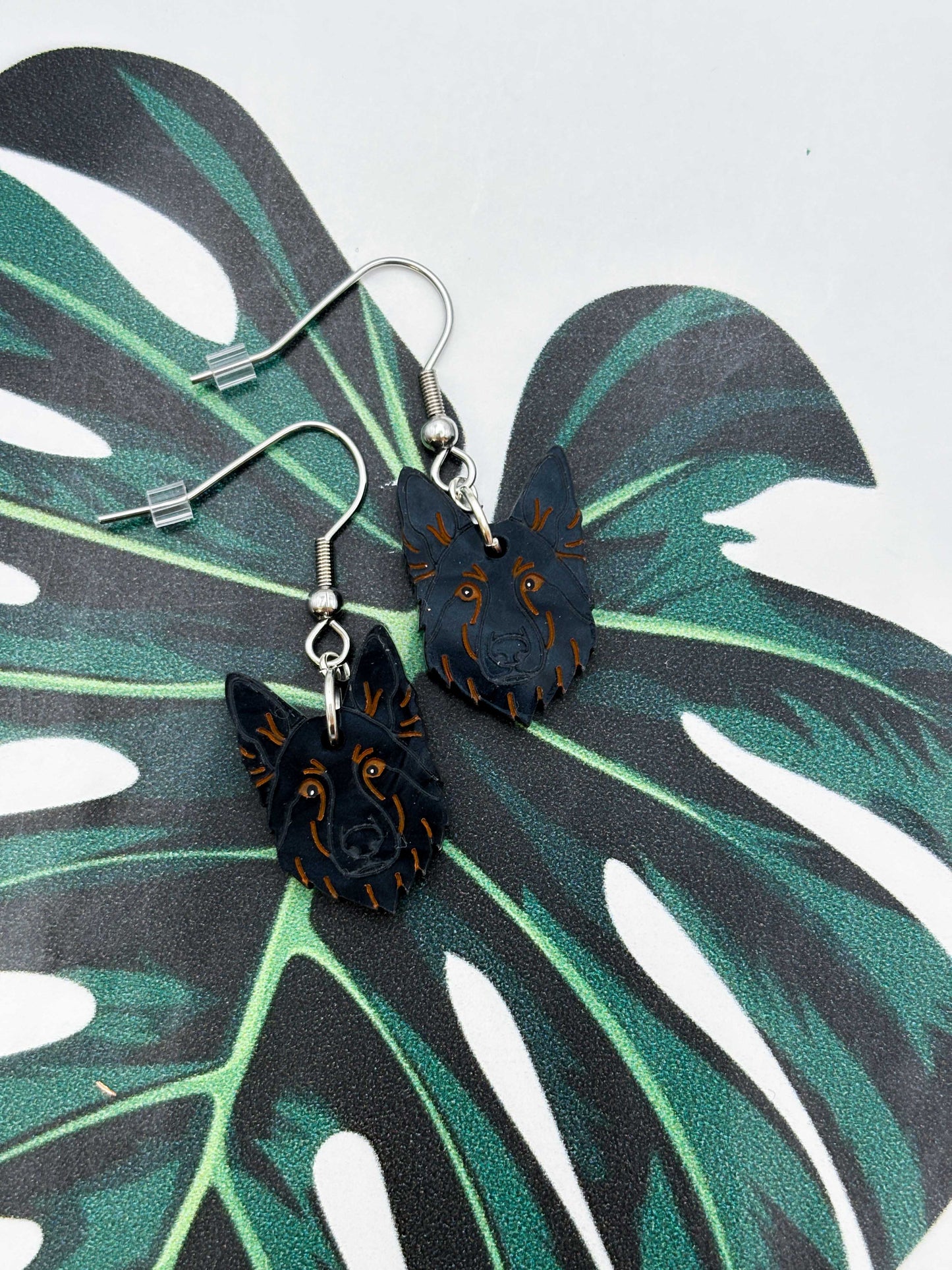 Medium German Shepherd Dangle Earrings or Necklace – Hypoallergenic Stainless Steel
