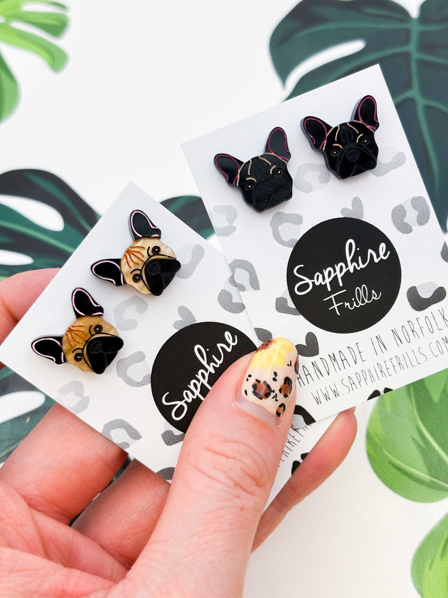 Small French Bulldog Face Stud Earrings – Hypoallergenic Stainless Steel