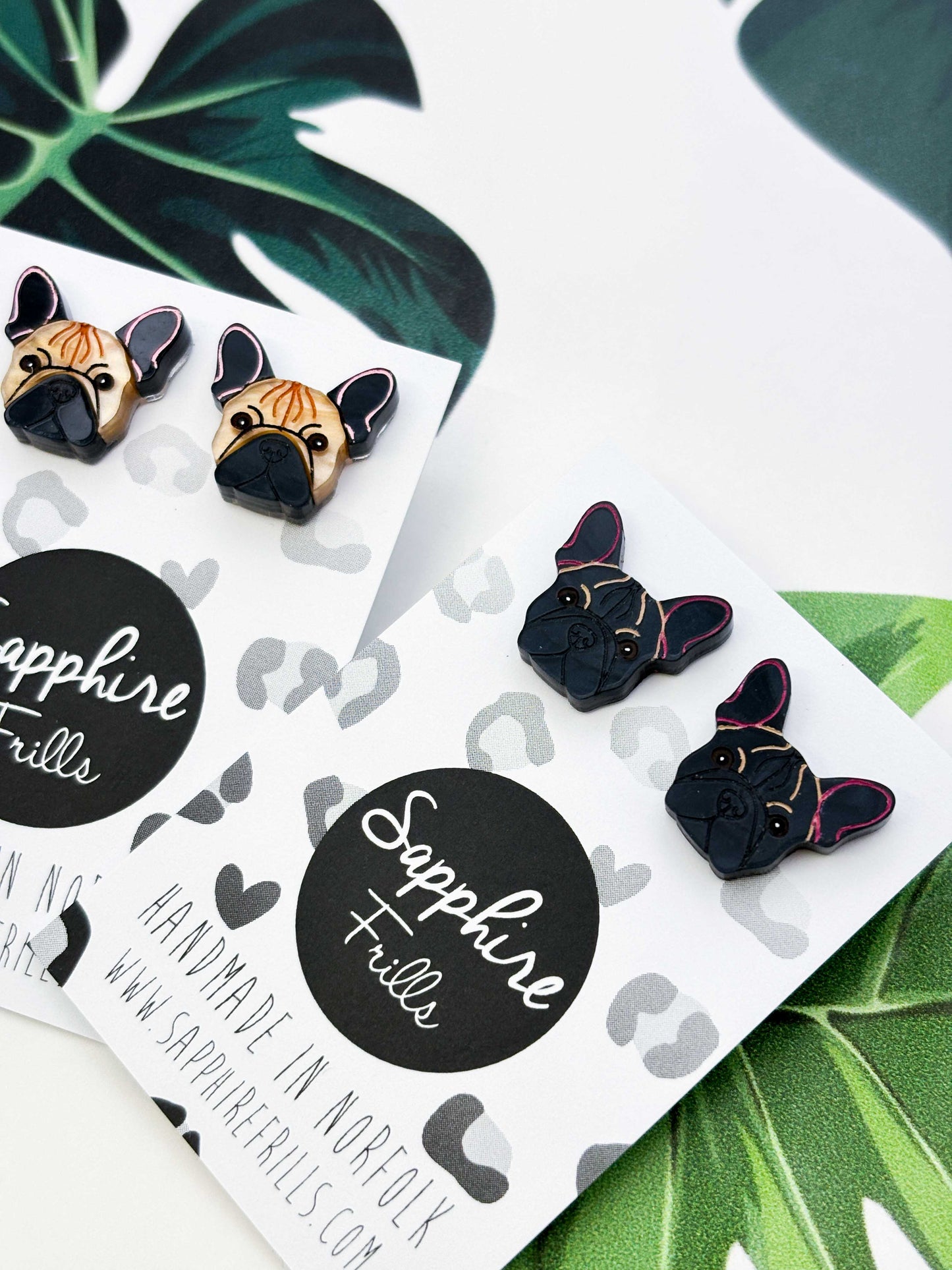 Small French Bulldog Face Stud Earrings – Hypoallergenic Stainless Steel