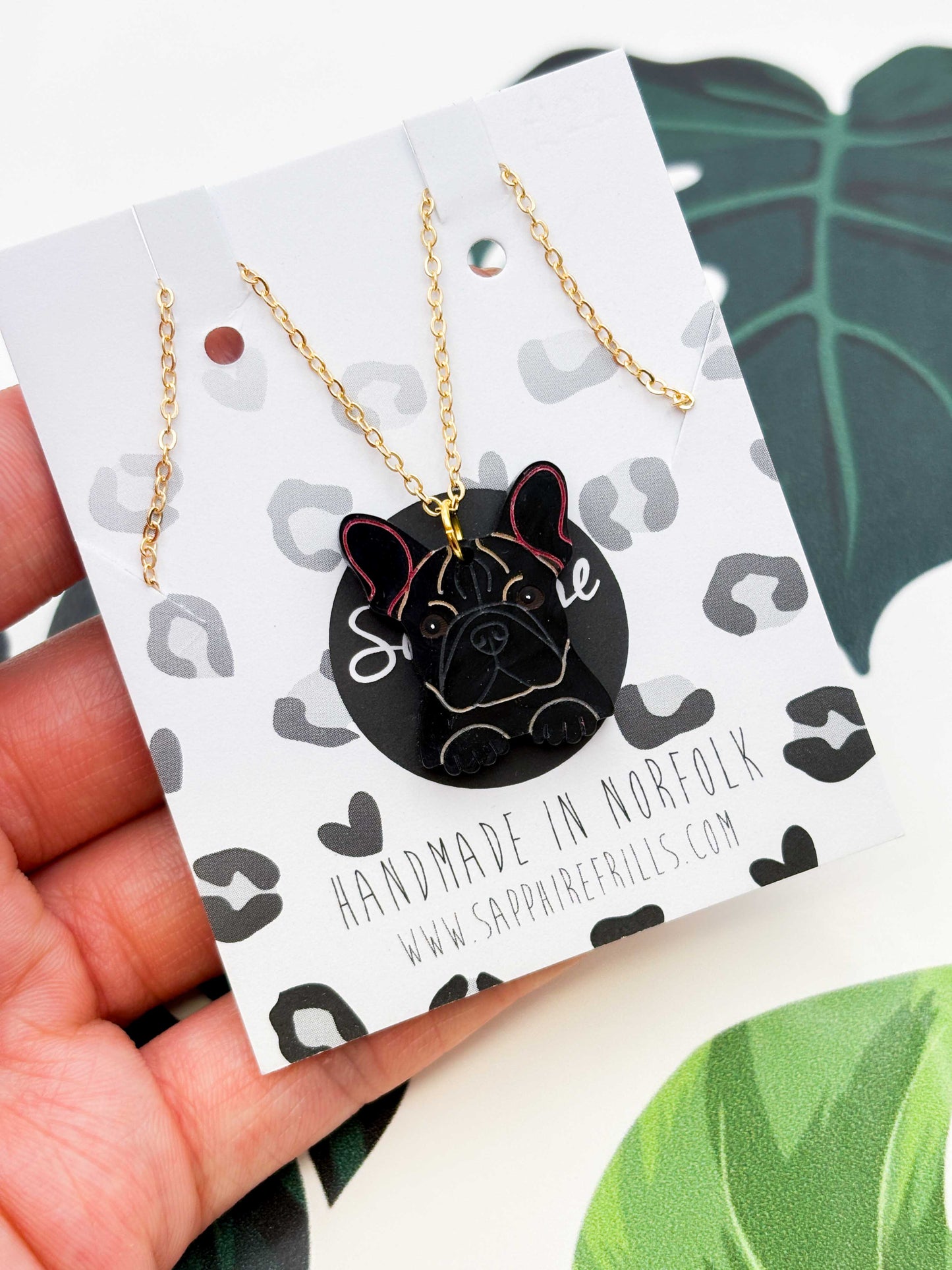 Large French Bulldog Dangle Earrings or Necklace – Hypoallergenic Stainless Steel