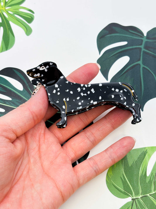 Medium Black Spotted Dachshund Claw Clip