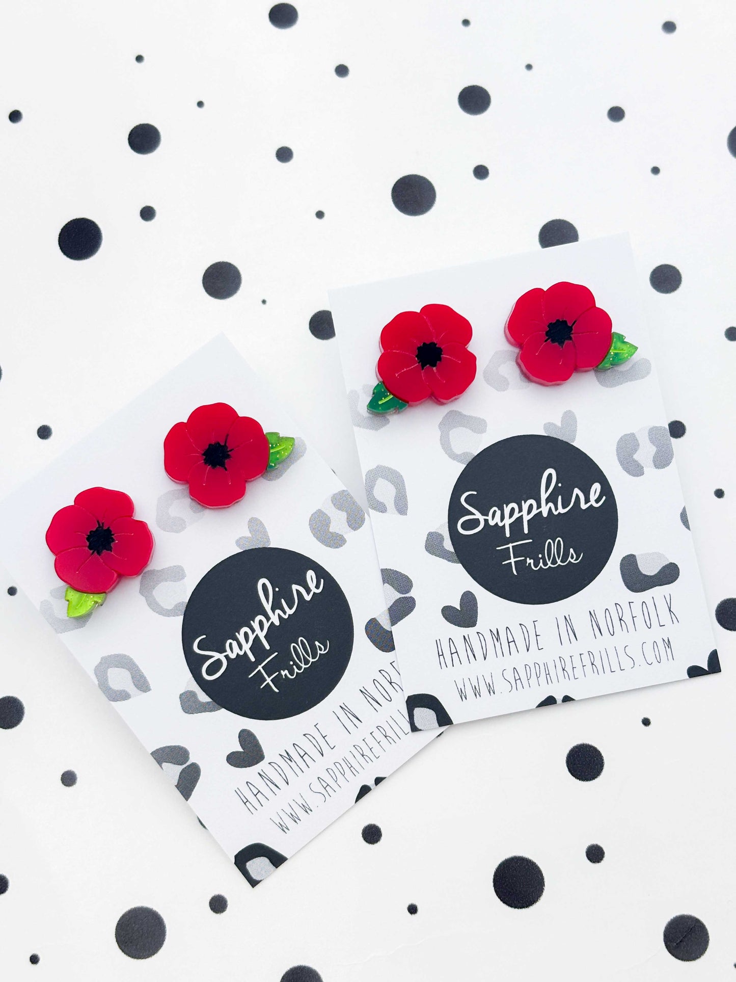 Small Red Poppy Stud Earrings