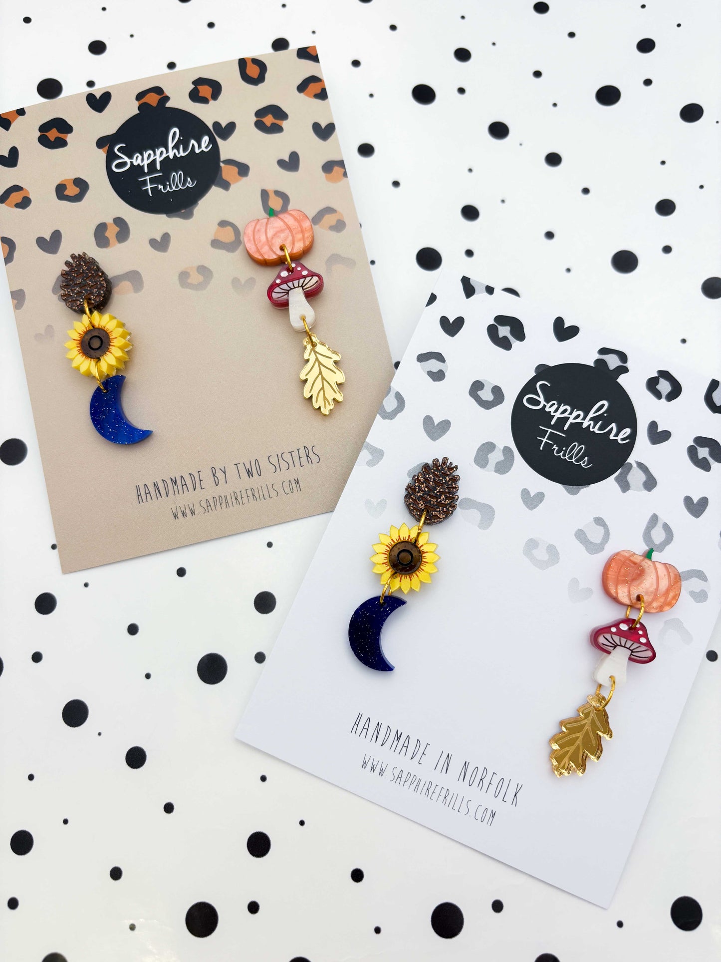 Autumn Night Forest Mismatch Dangle Earrings – Hypoallergenic Stainless Steel