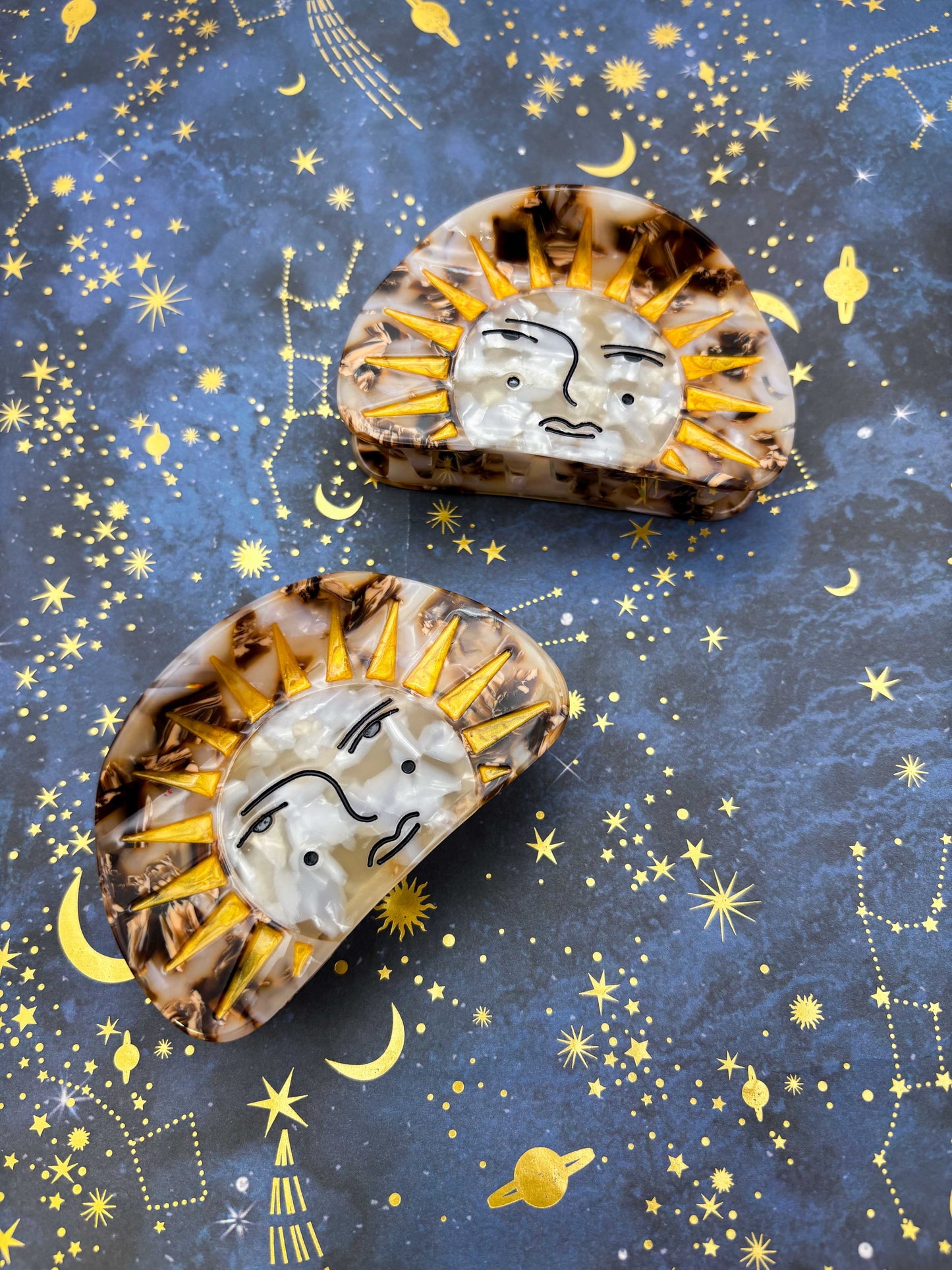 Large Terrazzo Sun Face Claw Clip