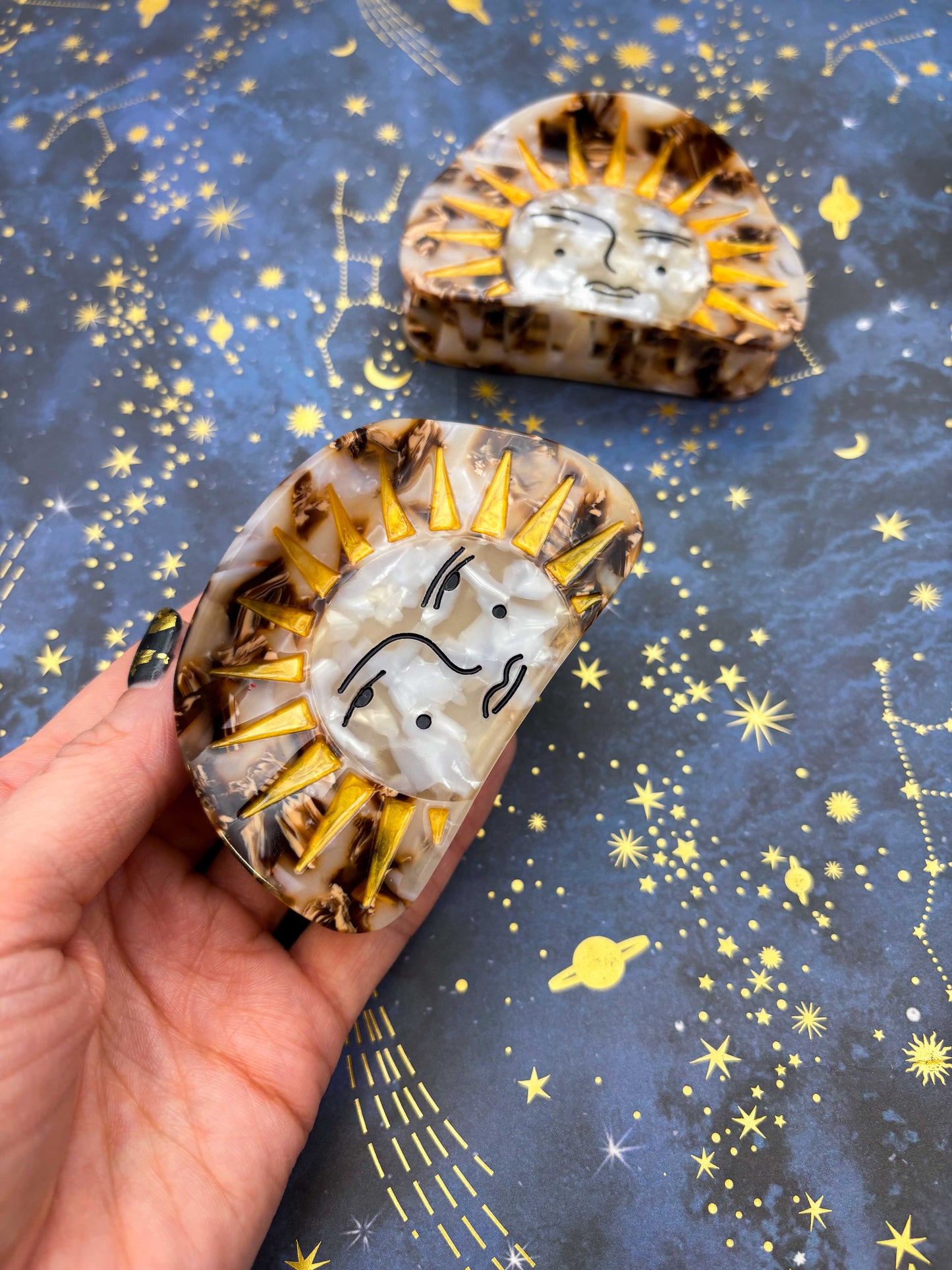 Large Terrazzo Sun Face Claw Clip