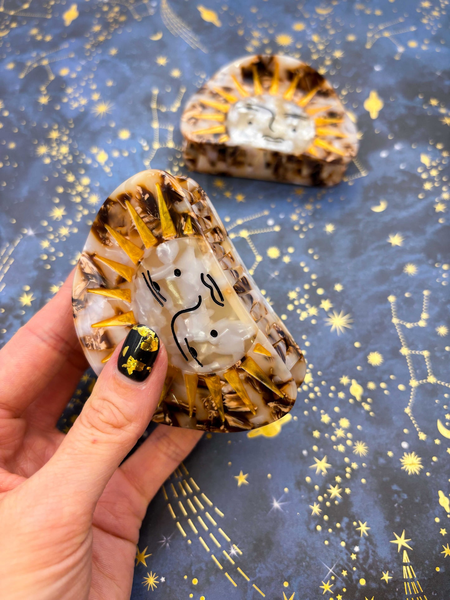 Large Terrazzo Sun Face Claw Clip