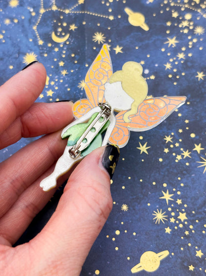 Enchanted Green Fairy Acrylic Brooch
