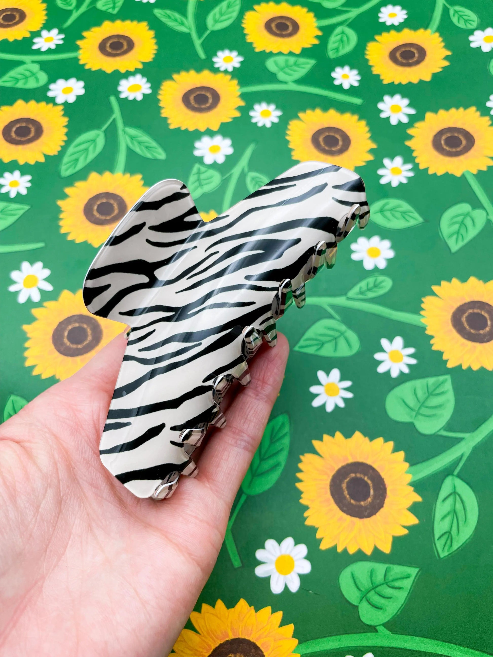 Large Black and White Zebra Print Claw Hair Clip from Sapphire Frills