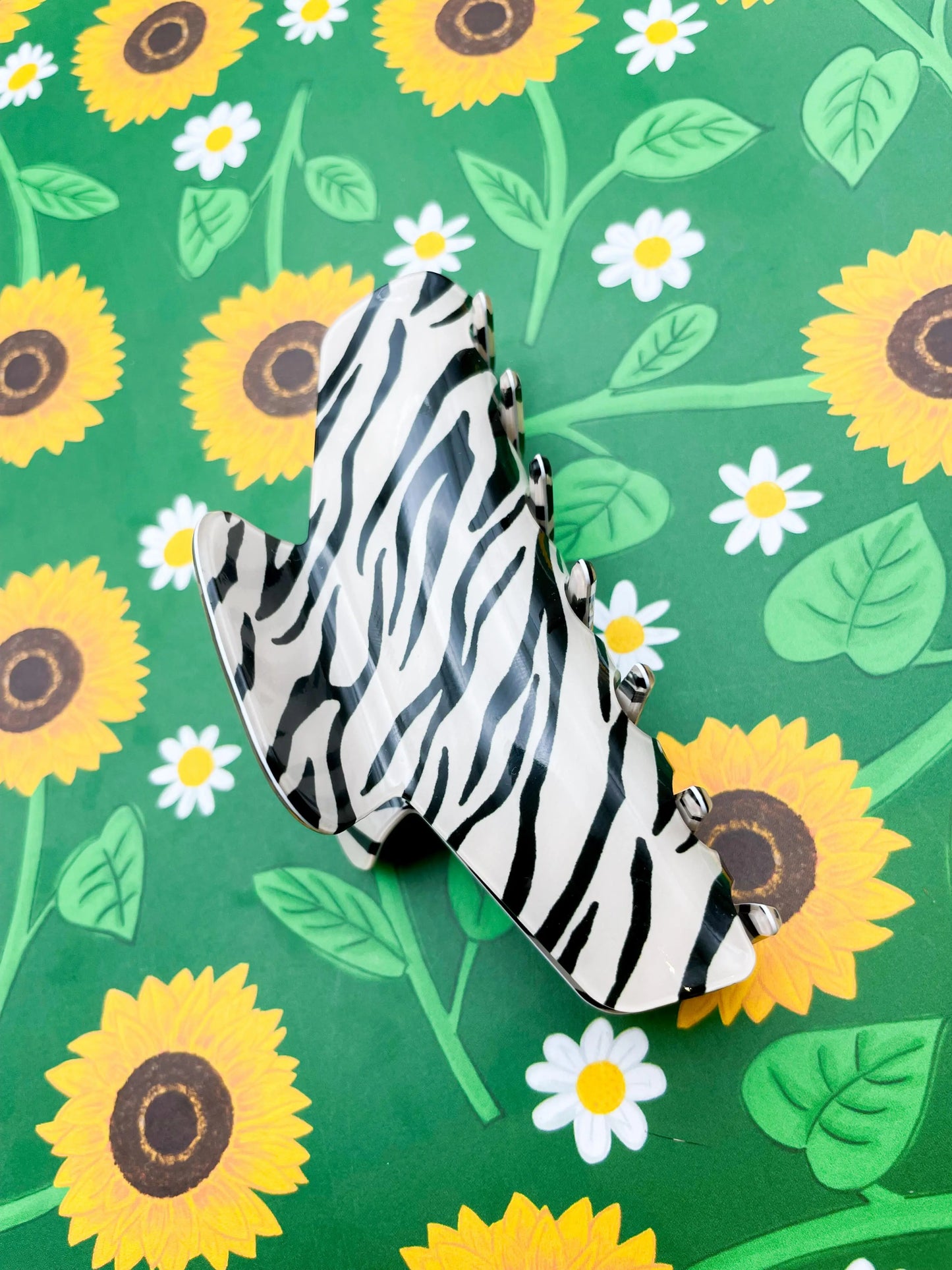 Large Black and White Zebra Print Claw Hair Clip from Sapphire Frills