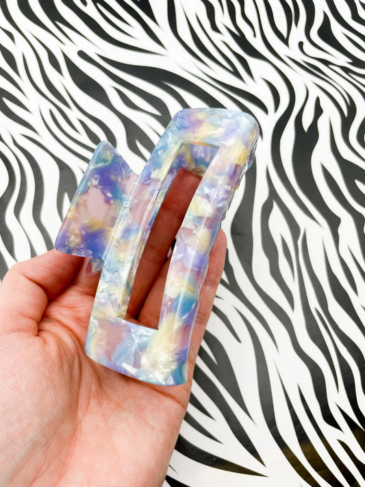 Large Metallic Pastel Marble Claw Hair Clip from Sapphire Frills