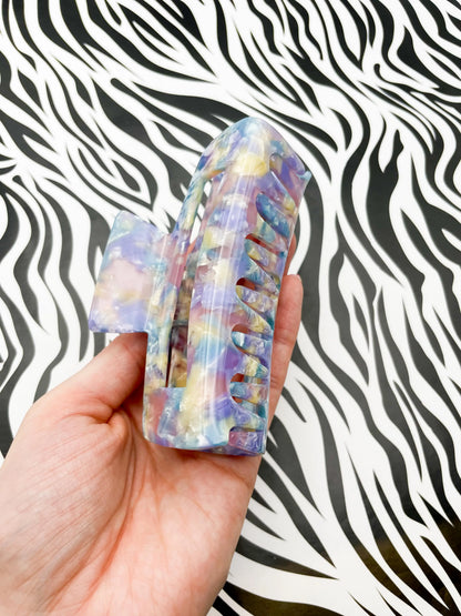 Large Metallic Pastel Marble Claw Hair Clip from Sapphire Frills