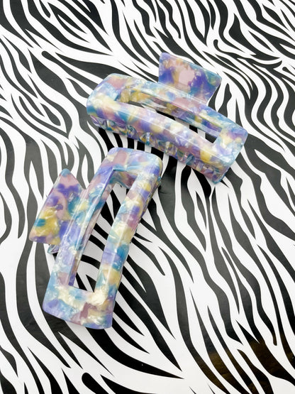 Large Metallic Pastel Marble Claw Hair Clip from Sapphire Frills