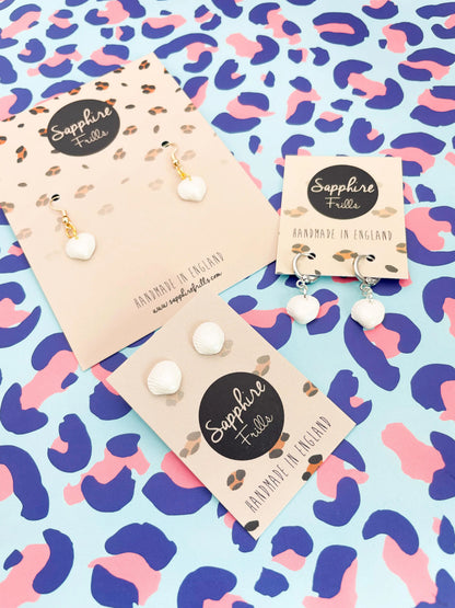 Mini Pearl White Shell Stud Earrings from Sapphire Frills