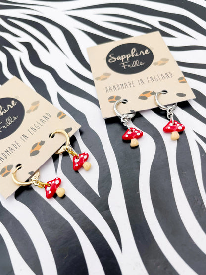 Mini Red and White Mushroom Stud Earrings from Sapphire Frills