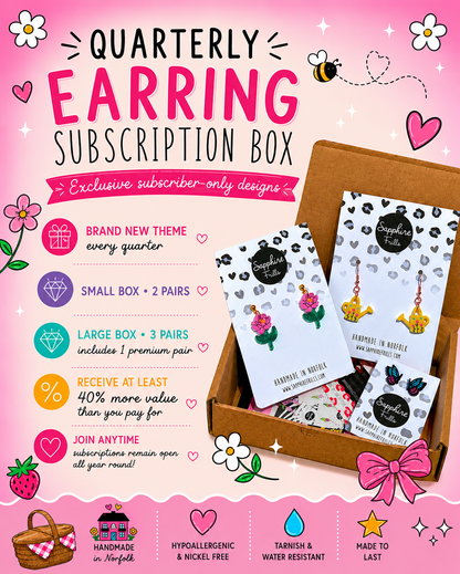 Quarterly Acrylic Earring Subscription Box – Cottagecore Picnic (July 2026)