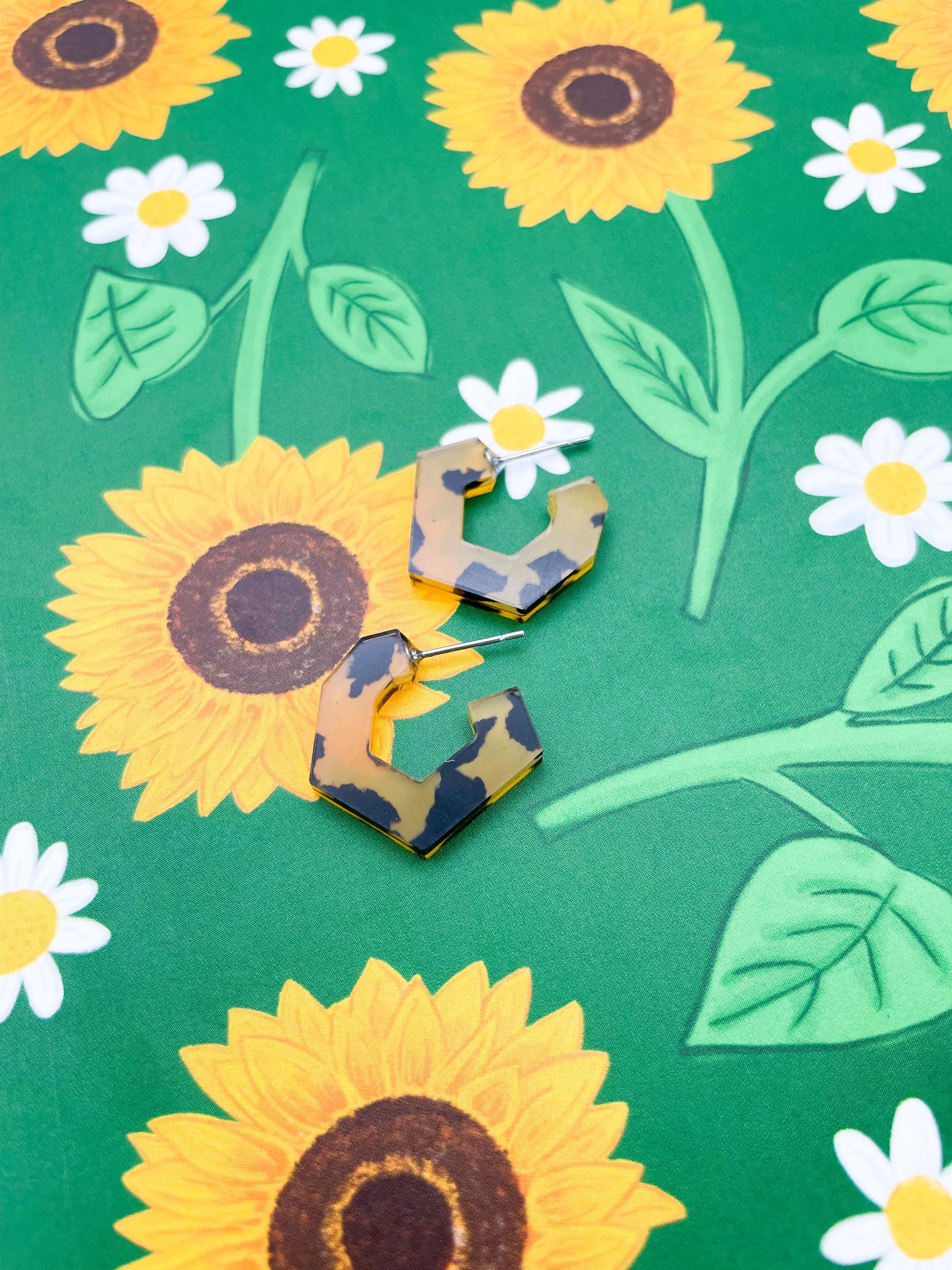 Tortoise Shell Acrylic Polygon Hoops from Sapphire Frills