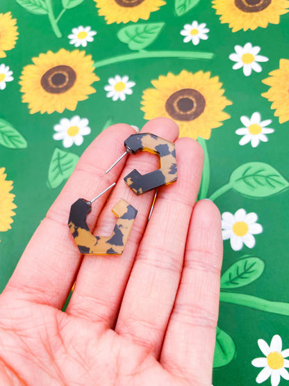 Tortoise Shell Acrylic Polygon Hoops from Sapphire Frills