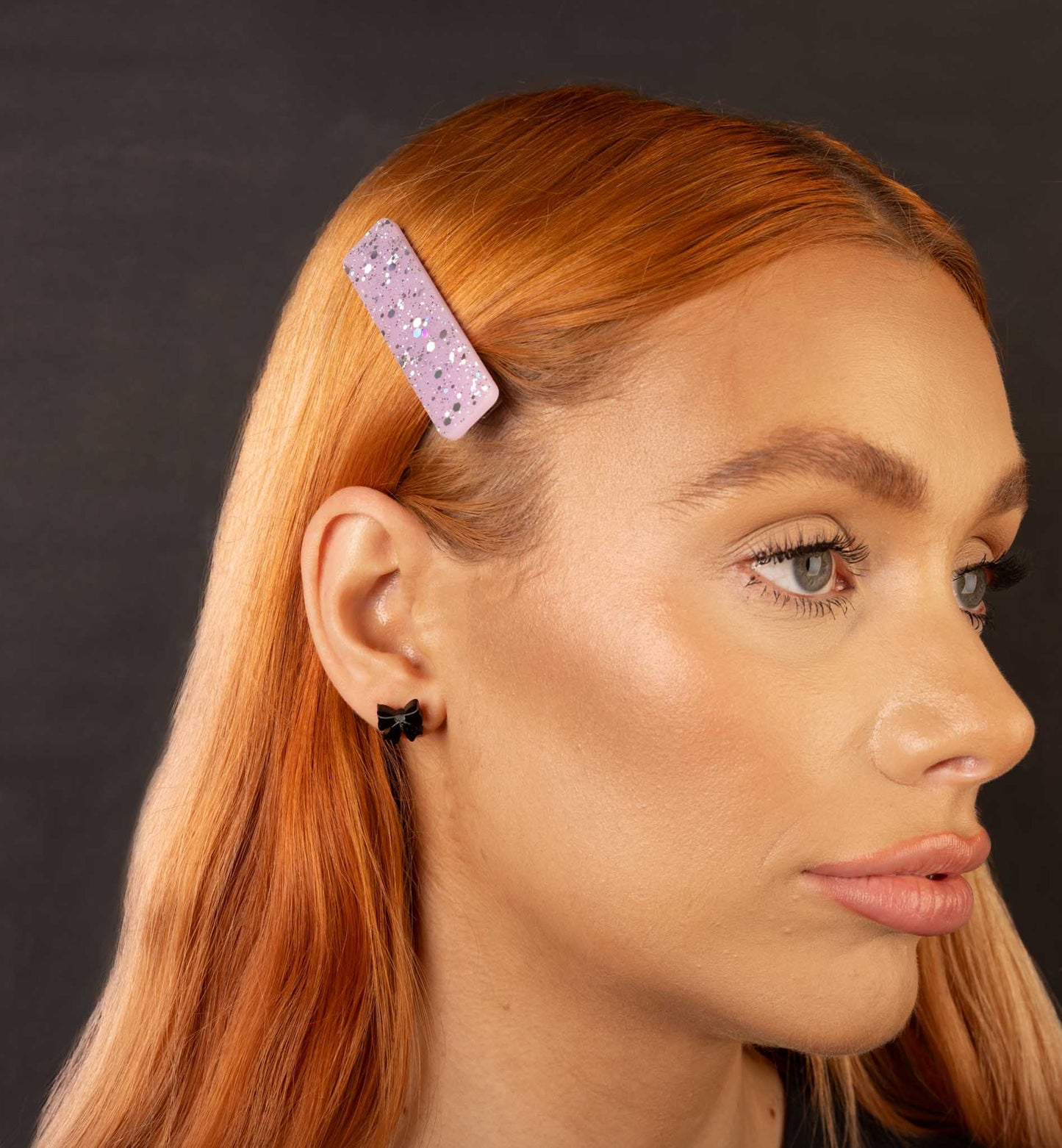 Lilac Holographic Silver Glitter Rectangle Acrylic Hair Clip