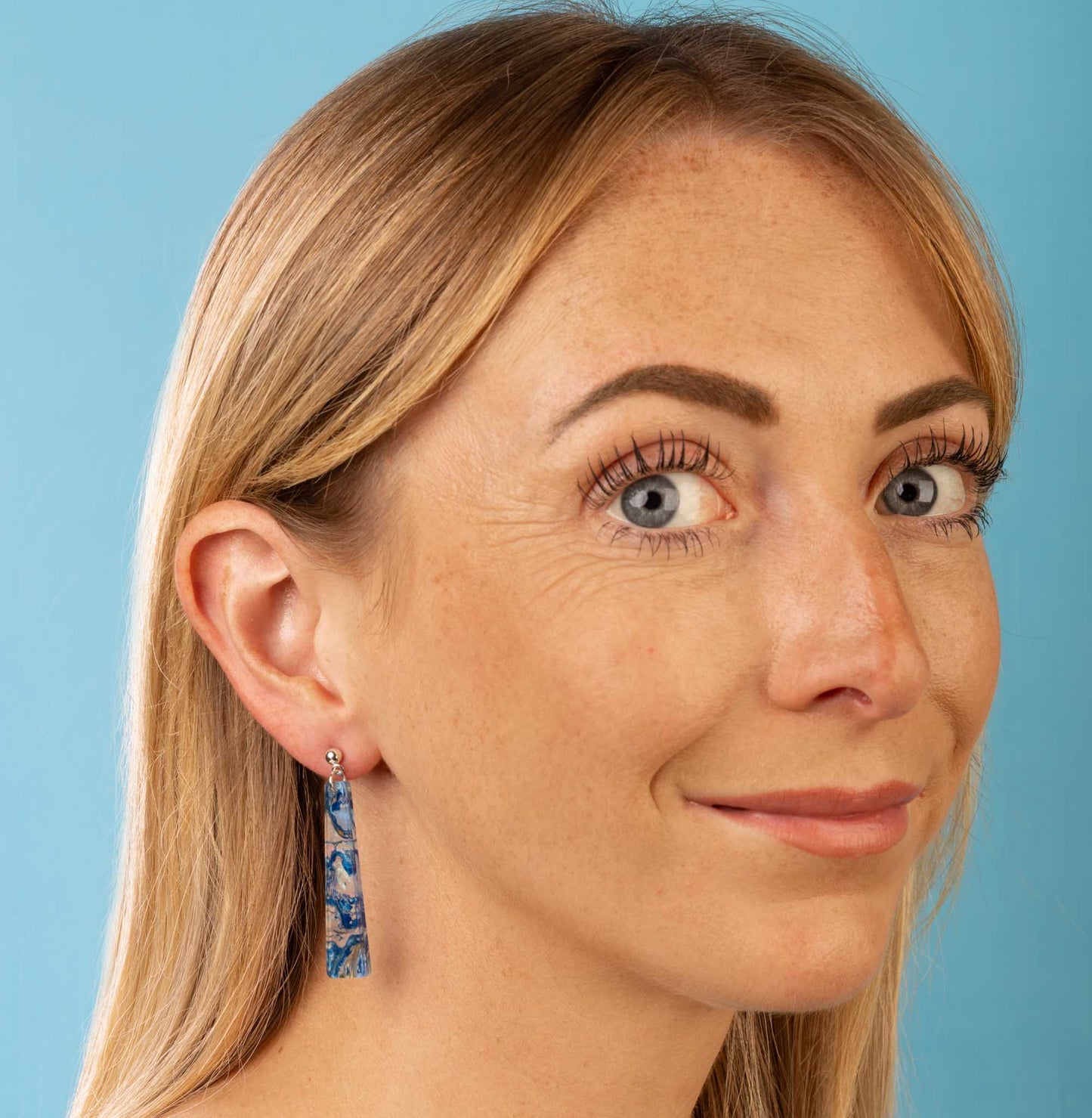 Large Ocean Ink Trapeze Dangle Earrings or Necklace – Hypoallergenic Stainless Steel