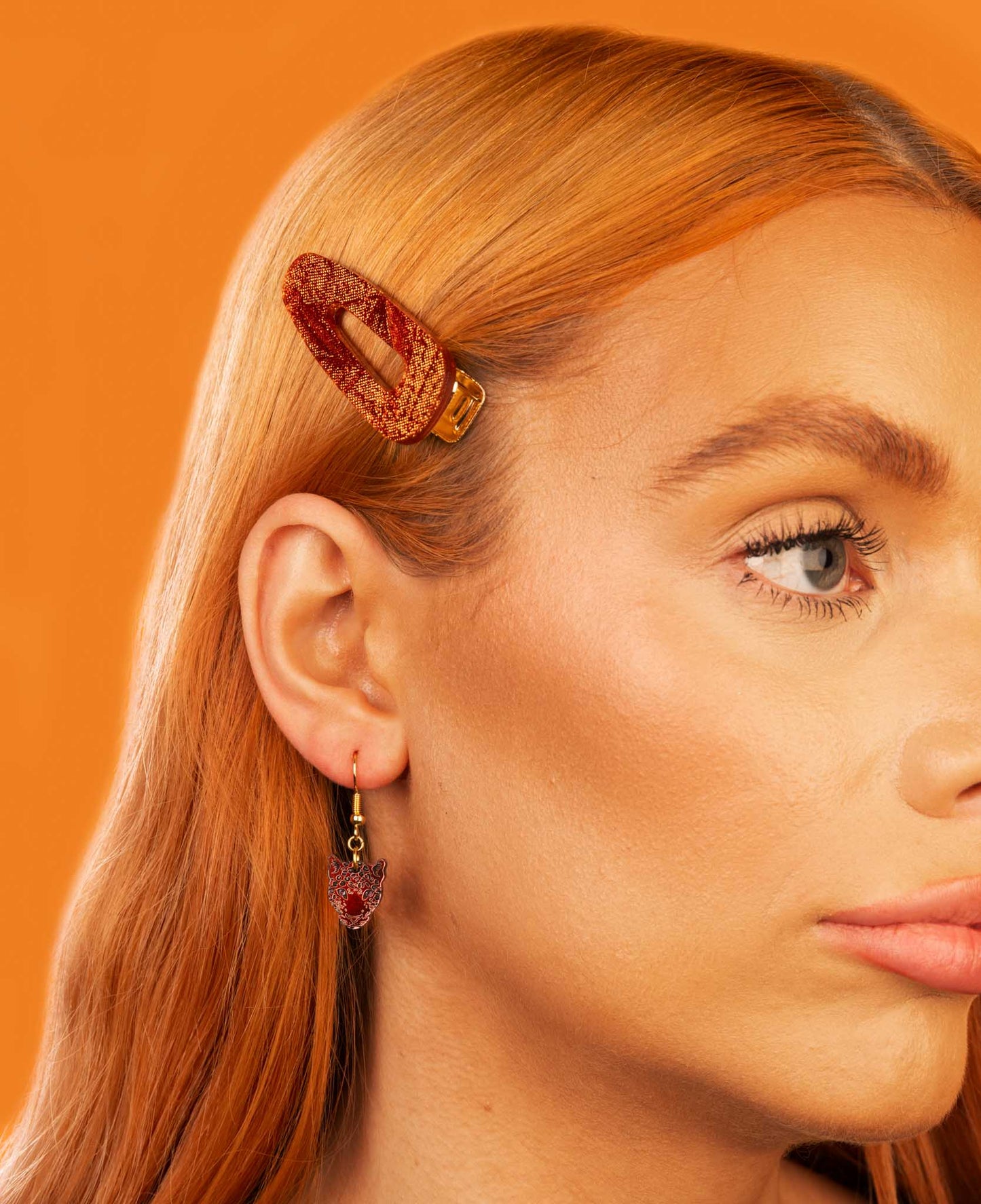 Metallic Burnt Orange Barrette Acrylic Hair Clip