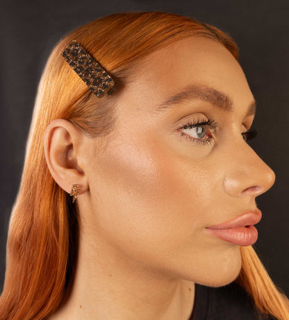Gold Glitter Leopard Print Rectangle Acrylic Hair Clip