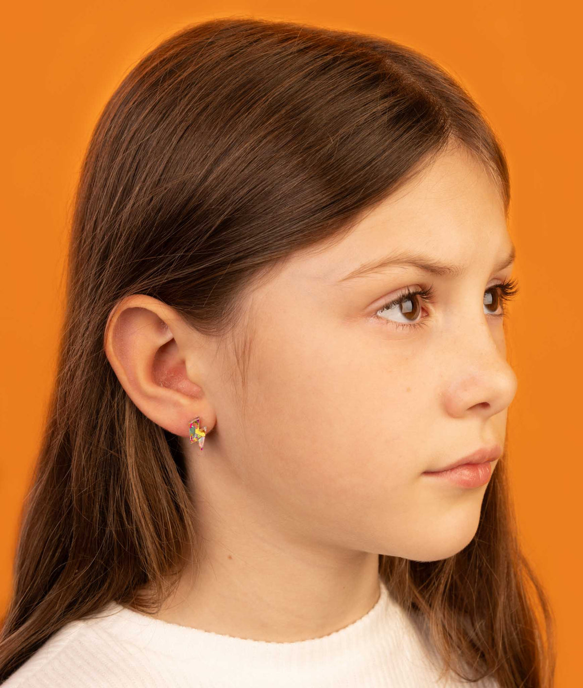 Mini Rainbow Confetti Acrylic Lightning Bolt Stud Earrings – Hypoallergenic Stainless Steel