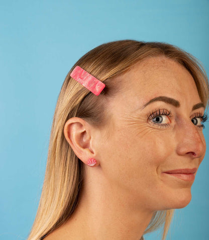 Pink Real Shell Rectangle Acrylic Hair Clip