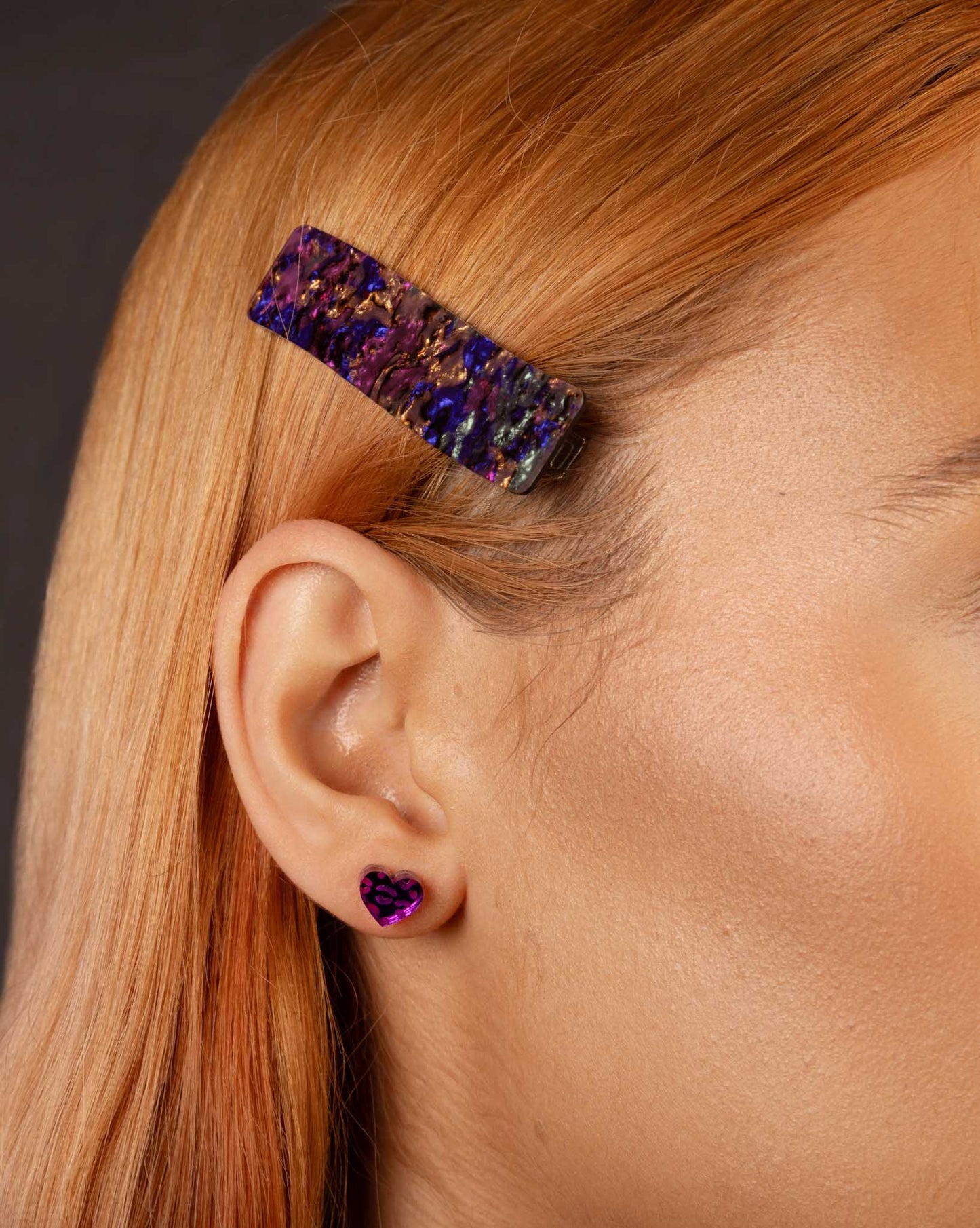 Blue Jungle Marble Ink Rectangle Wave Acrylic Hair Clip