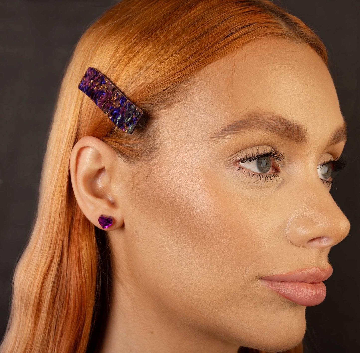 Blue Jungle Marble Ink Rectangle Wave Acrylic Hair Clip